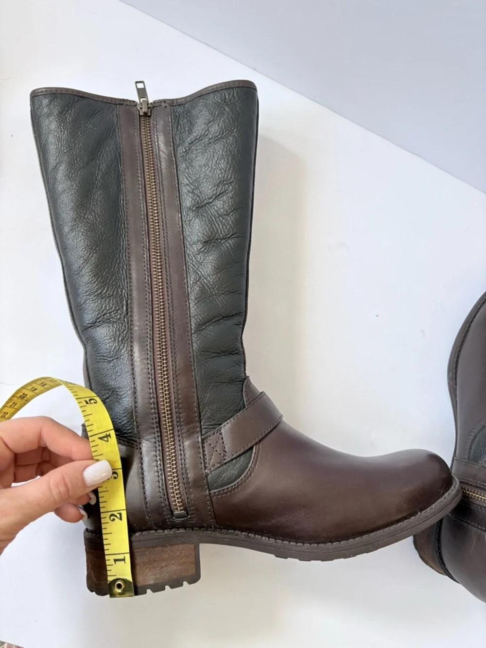 Ugg Chancery Tall Riding brown black Leather Boot Shearling Fur Lined Boot‎ 7.5